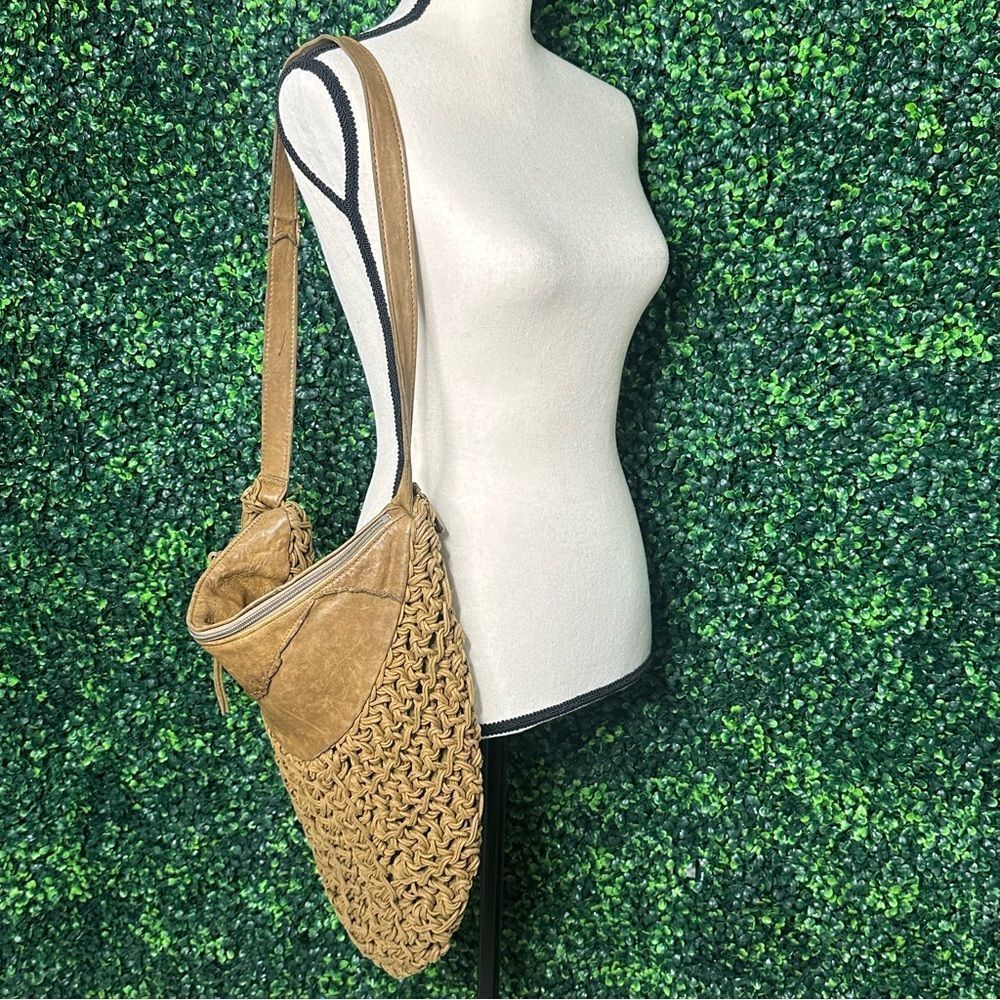 Vtg. Susan Riedweg Boho Brown Leather Market Bag